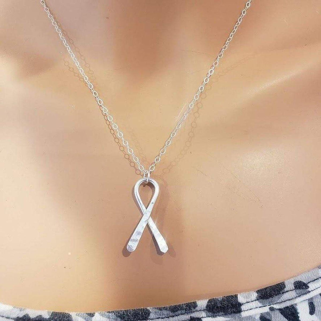 AMD1158 Sterling Silver Awareness Ribbon Necklace - Necklace - Alexa Martha Designs   1336268816431