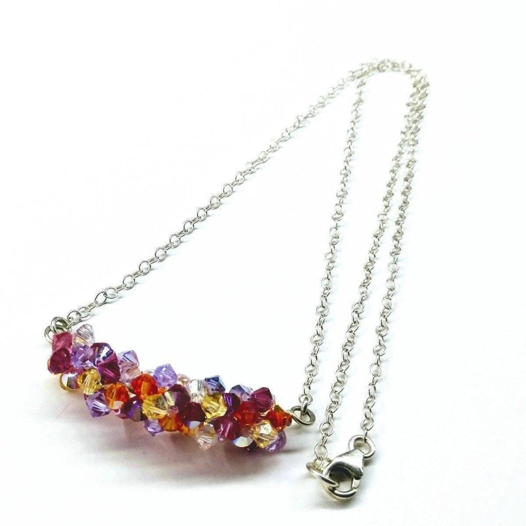 AMD1159 Silver Multi Color Spring Blossom Crystal Necklace - Necklace - Alexa Martha Designs   4832654148