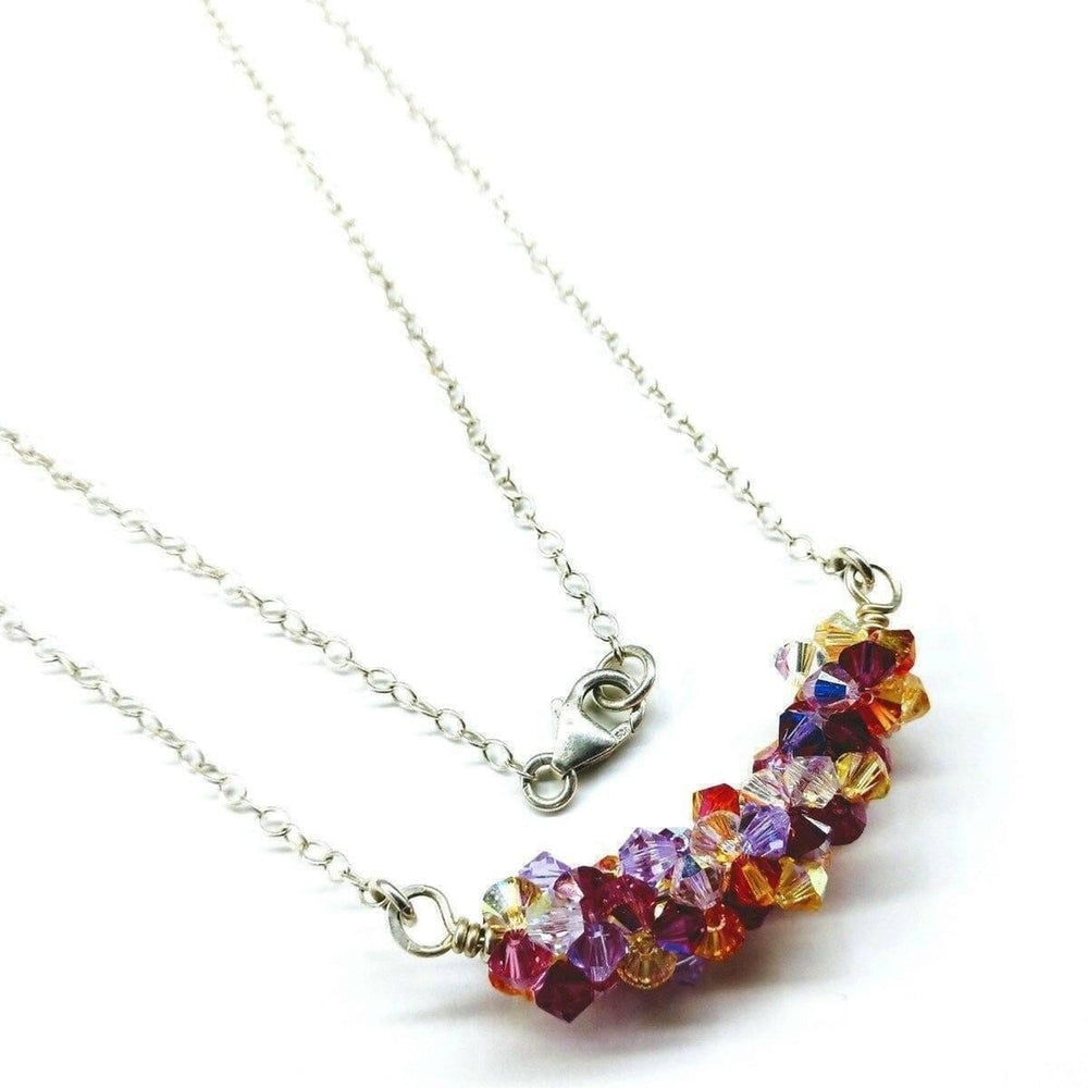 AMD1159 Silver Multi Color Spring Blossom Crystal Necklace - Necklace - Alexa Martha Designs   4832654148
