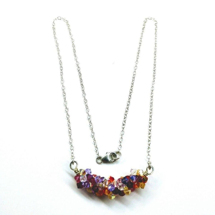AMD1159 Silver Multi Color Spring Blossom Crystal Necklace - Necklace - Alexa Martha Designs   4832654148