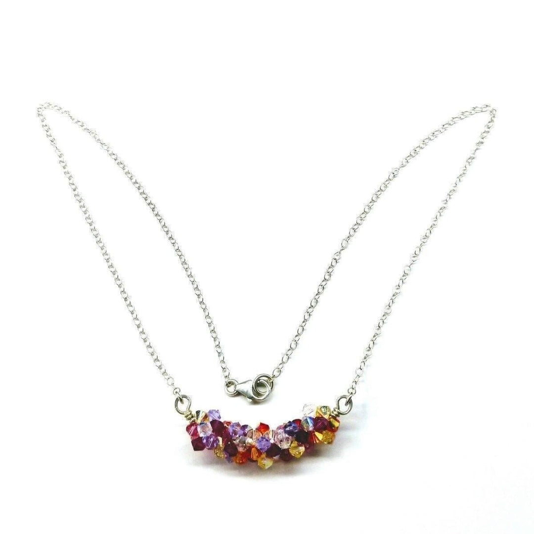 AMD1159 Silver Multi Color Spring Blossom Crystal Necklace - Necklace - Alexa Martha Designs   4832654148