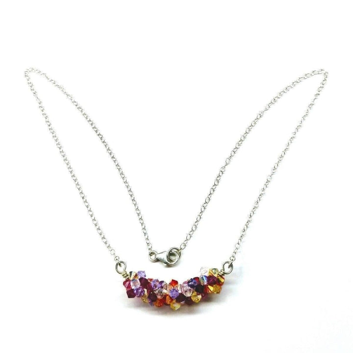 AMD1159 Silver Multi Color Spring Blossom Crystal Necklace - Necklace - Alexa Martha Designs   4832654148