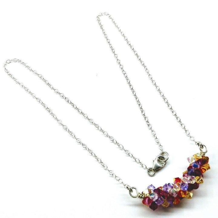 AMD1159 Silver Multi Color Spring Blossom Crystal Necklace - Necklace - Alexa Martha Designs   4832654148