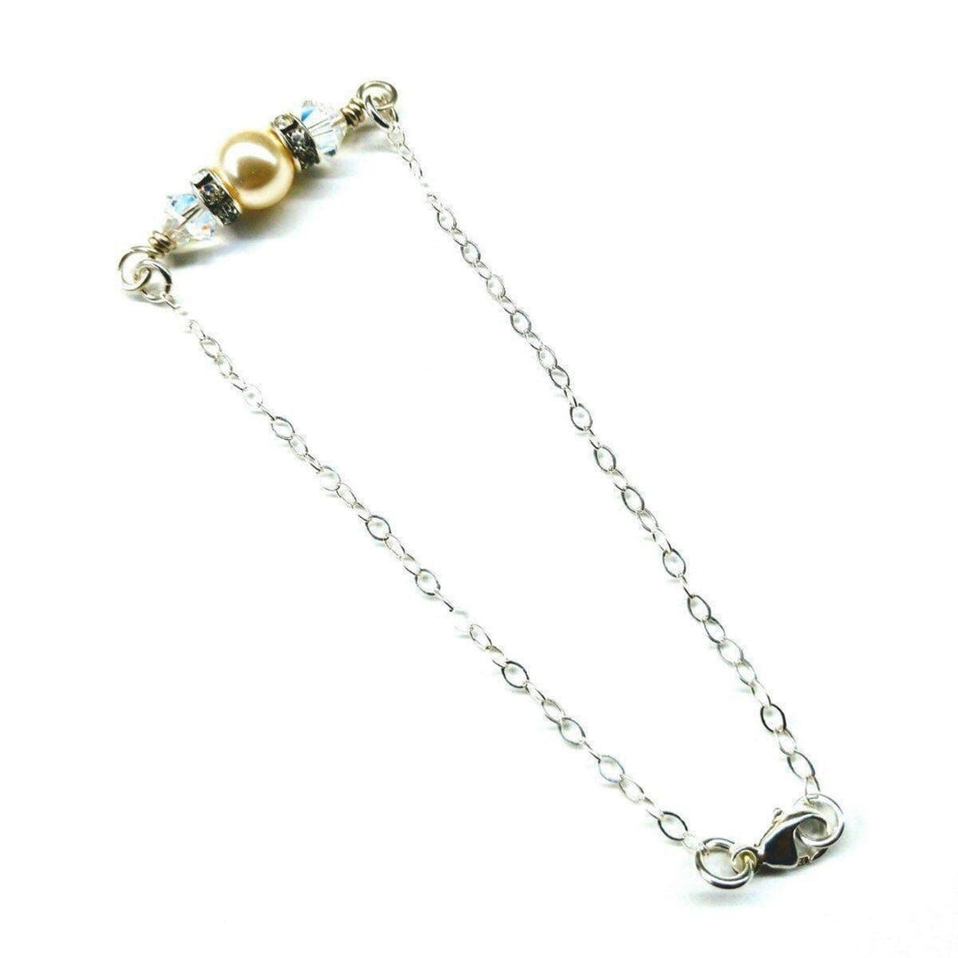 AMD1162 Silver Swarovski Crystal Pearl Bar Bridal Bracelet - Bracelet - Alexa Martha Designs   6224178948
