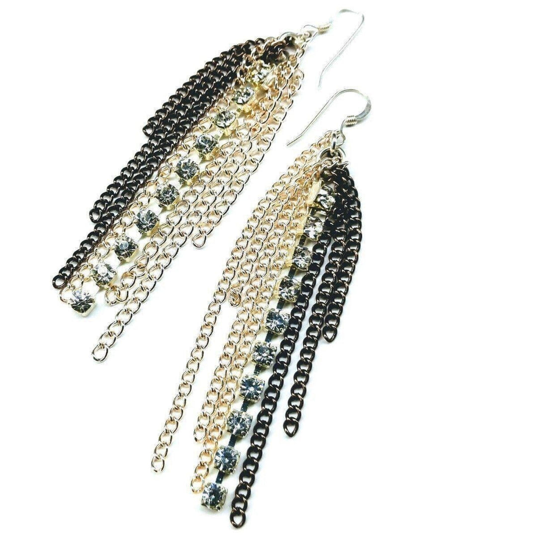 AMD1167 Rhinestone Crystal Chain Fringe Earrings - Earrings - Alexa Martha Designs   3942339332