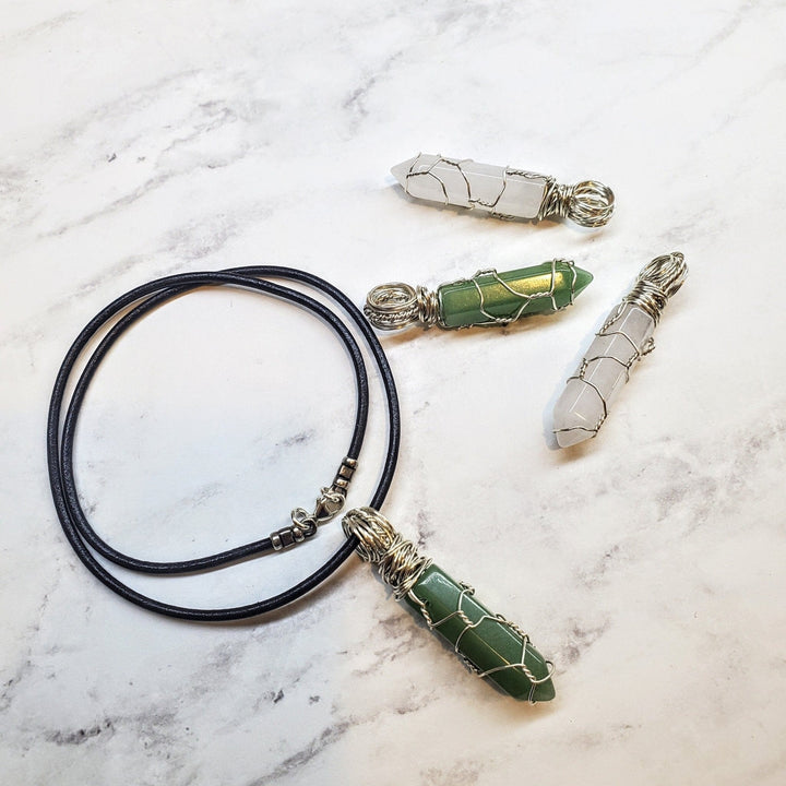 AMD1169-AMD1169-2-AMD1169-3-AMD1169-4-AMD1169-5 Sterling Silver Messy Wire Wrap Gemstone Pointed Crystal Pendant - Pendant - Alexa Martha Designs   962046525487