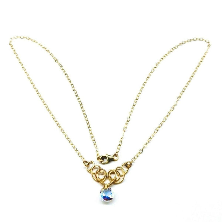 AMD1170 Sparkly Crystal AB Wire Sculpted 14 KT Gold Filled Necklace - Necklace - Alexa Martha Designs   963355803695
