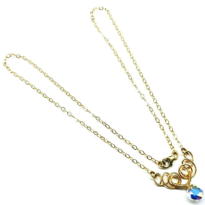 AMD1170 Sparkly Crystal AB Wire Sculpted 14 KT Gold Filled Necklace - Necklace - Alexa Martha Designs   963355803695