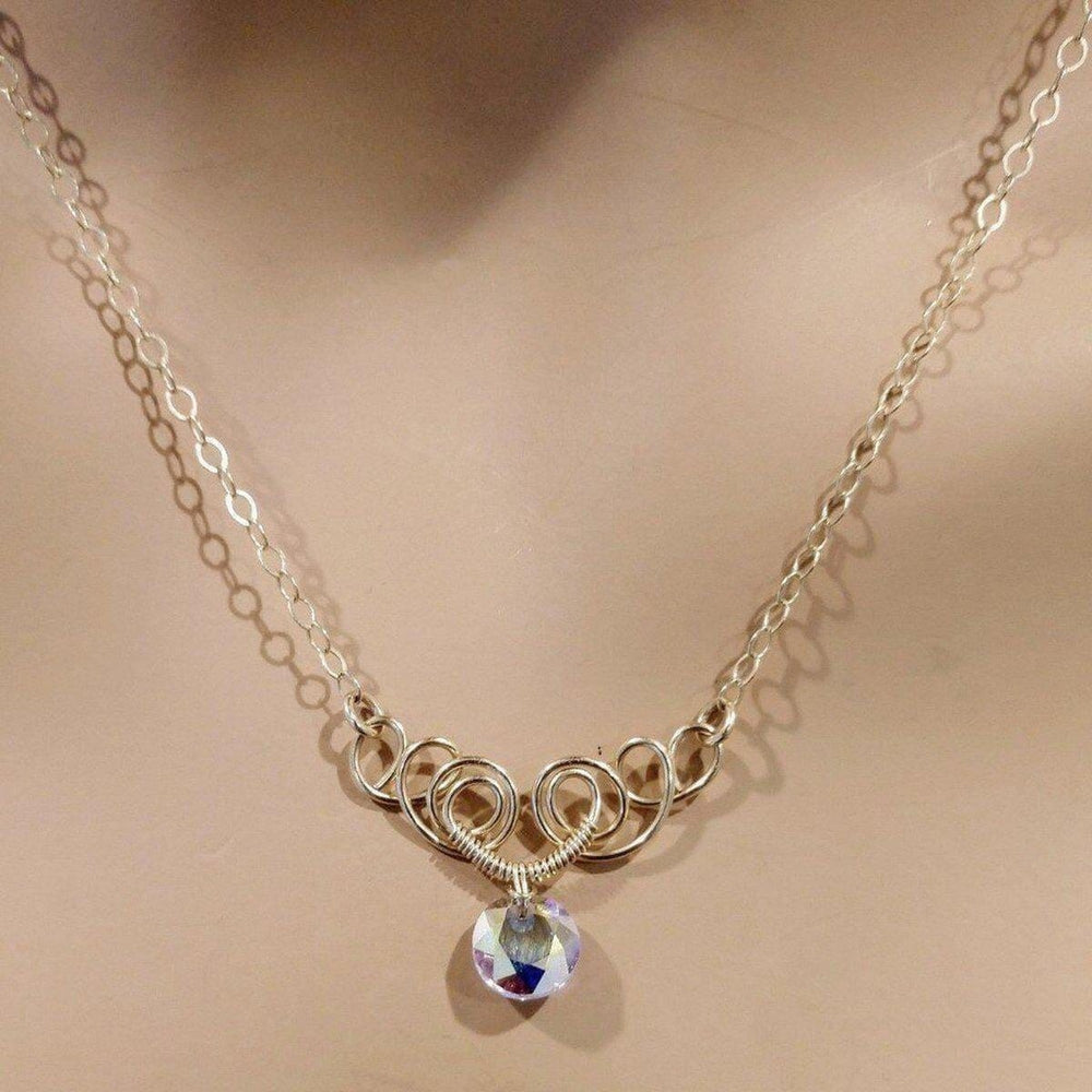 AMD1170 Sparkly Crystal AB Wire Sculpted 14 KT Gold Filled Necklace - Necklace - Alexa Martha Designs   963355803695