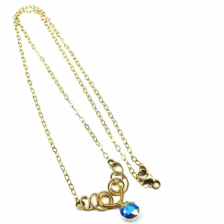 AMD1170 Sparkly Crystal AB Wire Sculpted 14 KT Gold Filled Necklace - Necklace - Alexa Martha Designs   963355803695