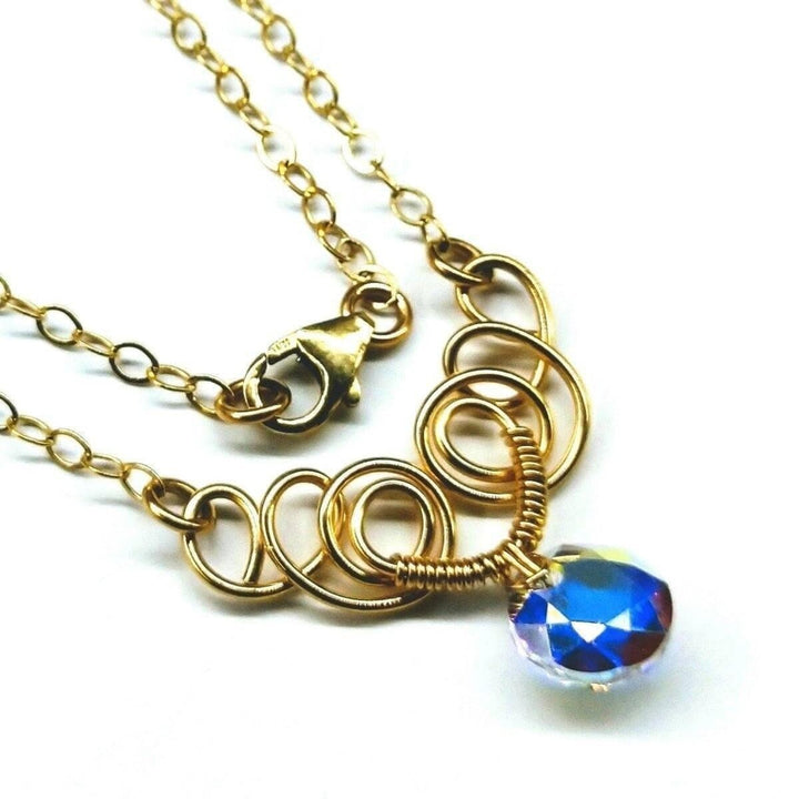 AMD1170 Sparkly Crystal AB Wire Sculpted 14 KT Gold Filled Necklace - Necklace - Alexa Martha Designs   963355803695