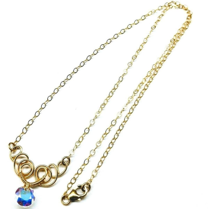 AMD1170 Sparkly Crystal AB Wire Sculpted 14 KT Gold Filled Necklace - Necklace - Alexa Martha Designs   963355803695