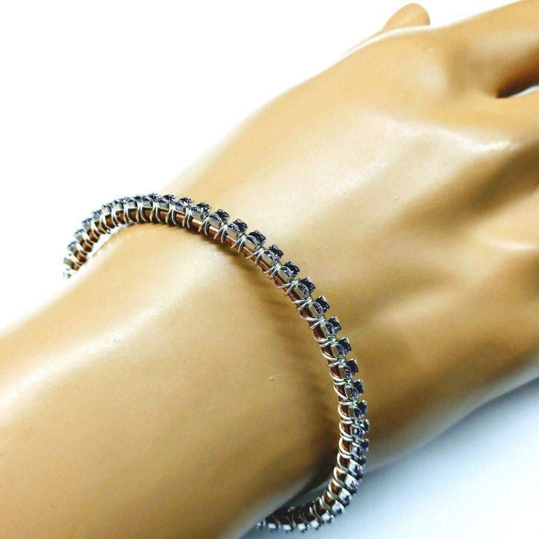AMD1172-AMD1172-2-AMD1172-3 Wire Wrapped Amethyst Crystal Tennis Bracelet Bangle - Bracelet - Alexa Martha Designs   9707366340