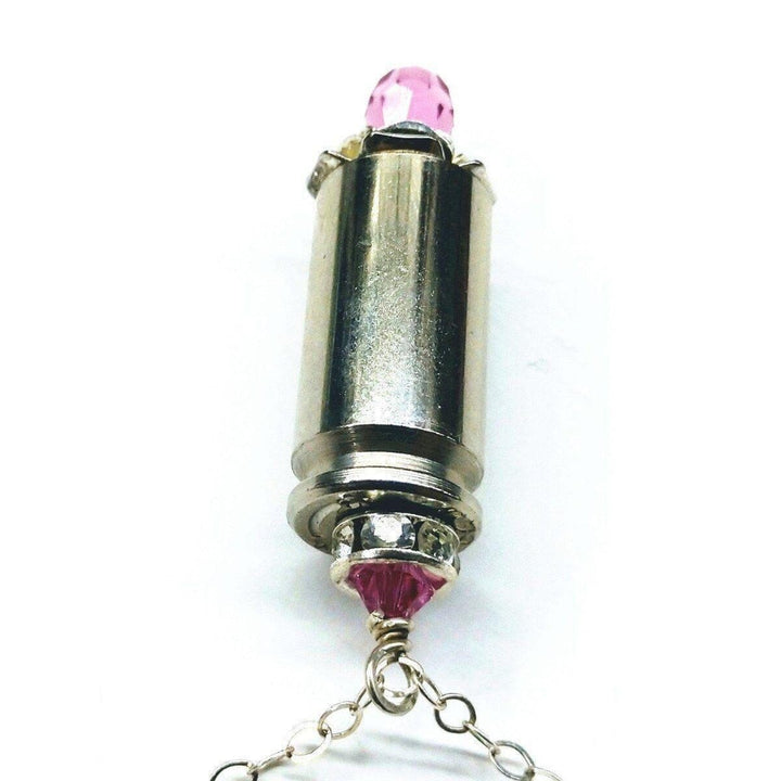 AMD1173-AMD1173-2-AMD1173-3-AMD1173-4 Vintage Style Pink Crystal Drop Silver Bullet Necklace - Necklace - Alexa Martha Designs   964193583151