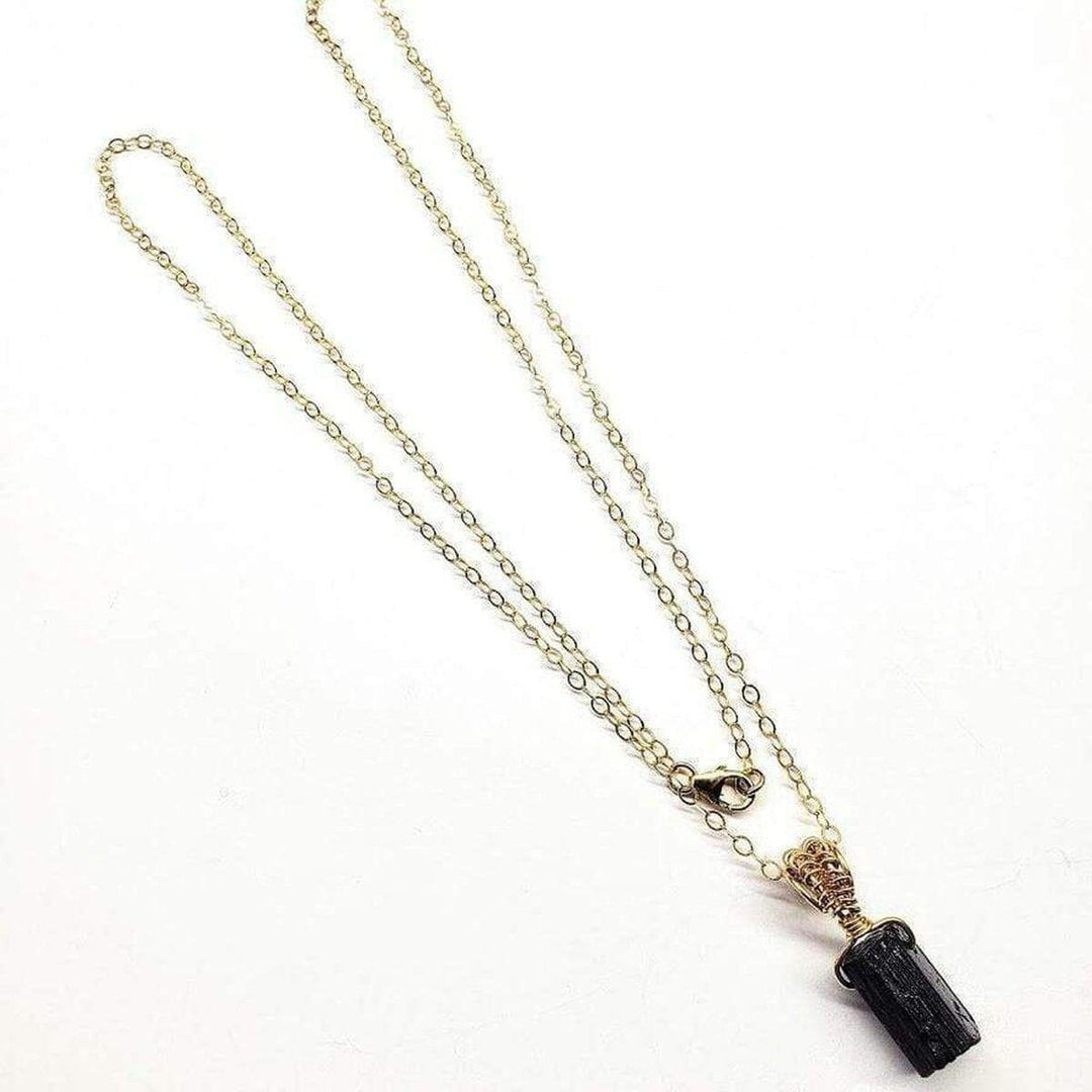 AMD1175 Raw Black Tourmaline Gemstone Necklace - Necklace - Alexa Martha Designs   1362614255663