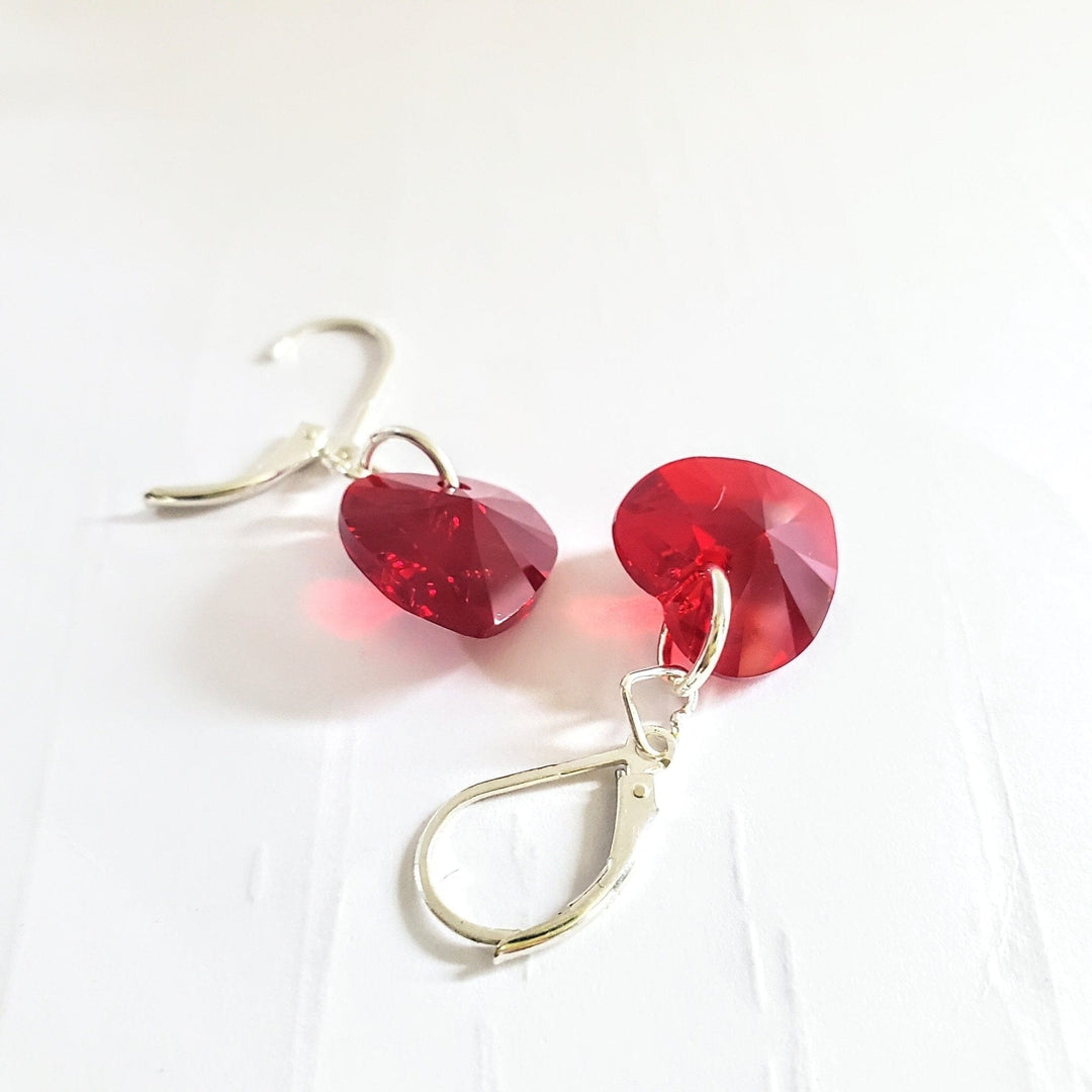 AMD1176-AMD1176-2 Sterling Silver Red Heart Crystal I Love You Jesus Earrings - Earrings - Alexa Martha Designs   8154028802352