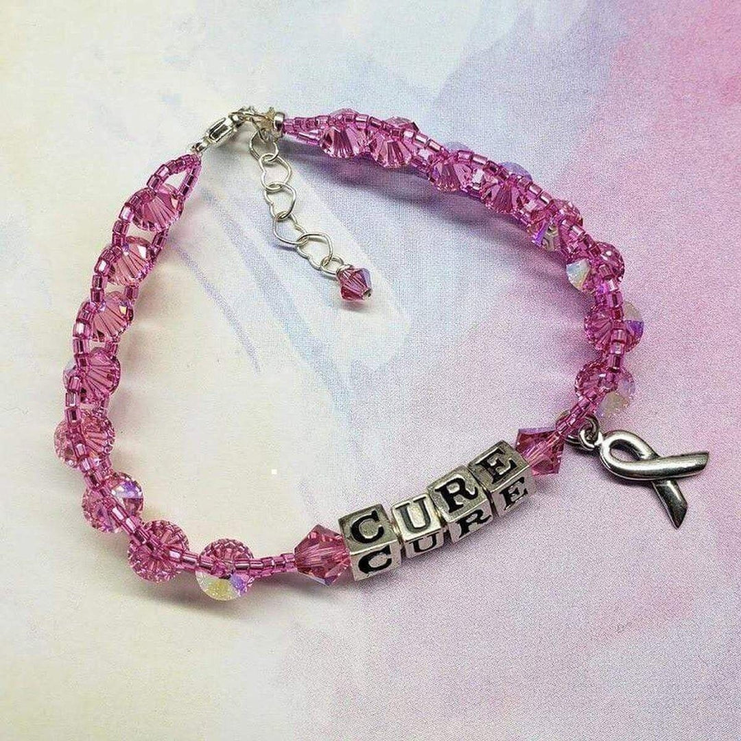 AMD1184-AMD1184-2-AMD1184-3-AMD1184-4 Sparkly Pink Breast Cancer Awareness Bracelet - Bracelet - Alexa Martha Designs   1390006075439