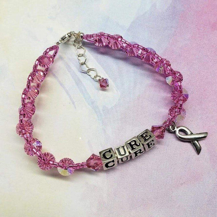 AMD1184-AMD1184-2-AMD1184-3-AMD1184-4 Sparkly Pink Breast Cancer Awareness Bracelet - Bracelet - Alexa Martha Designs   1390006075439