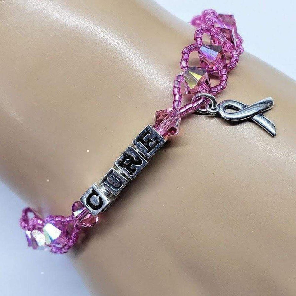AMD1184-AMD1184-2-AMD1184-3-AMD1184-4 Sparkly Pink Breast Cancer Awareness Bracelet - Bracelet - Alexa Martha Designs   1390006075439