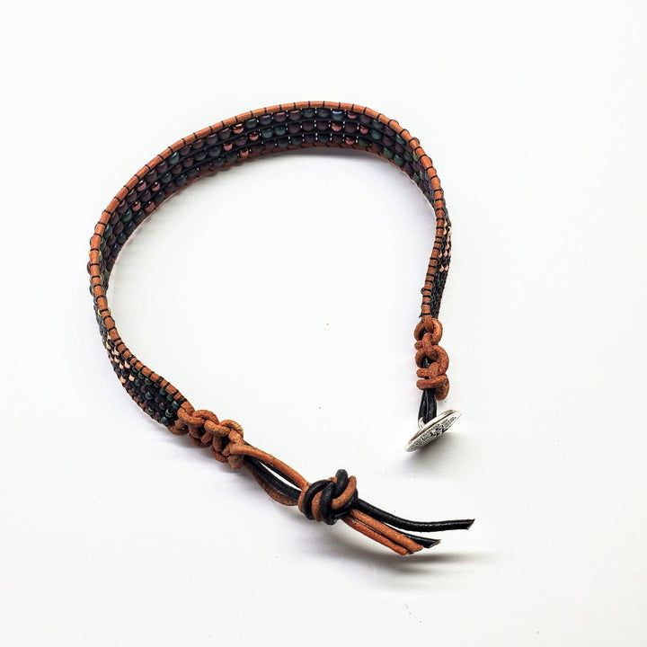 AMD1190-AMD1190-2 X-Large Men's Leather Intricate Bead Work Tree Of Life Button Bracelet - Bracelet - Alexa Martha Designs   985877938223