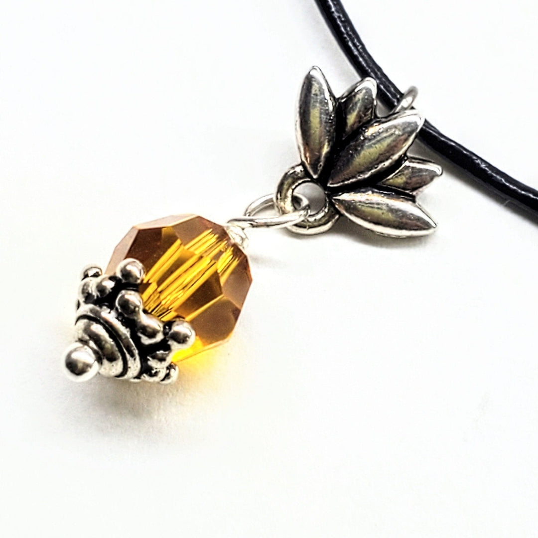 AMD1191 Silver Crystal Pineapple Leather Necklace - Necklace - Alexa Martha Designs   7119226961967