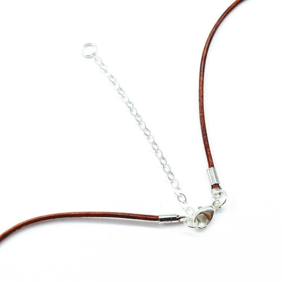 AMD1195 Silver Green Blue Shell Bead Charm Leather Necklace - Necklace - Alexa Martha Designs   1018710229039