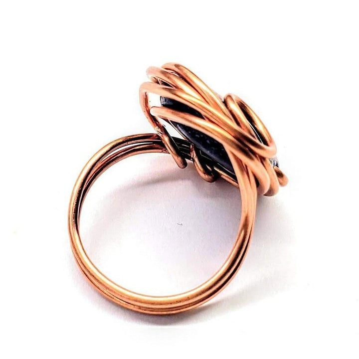 AMD1197-AMD1197-2 Wire Wrapped Lapis Lazuli Copper Ring - Ring - Alexa Martha Designs   4591839576111