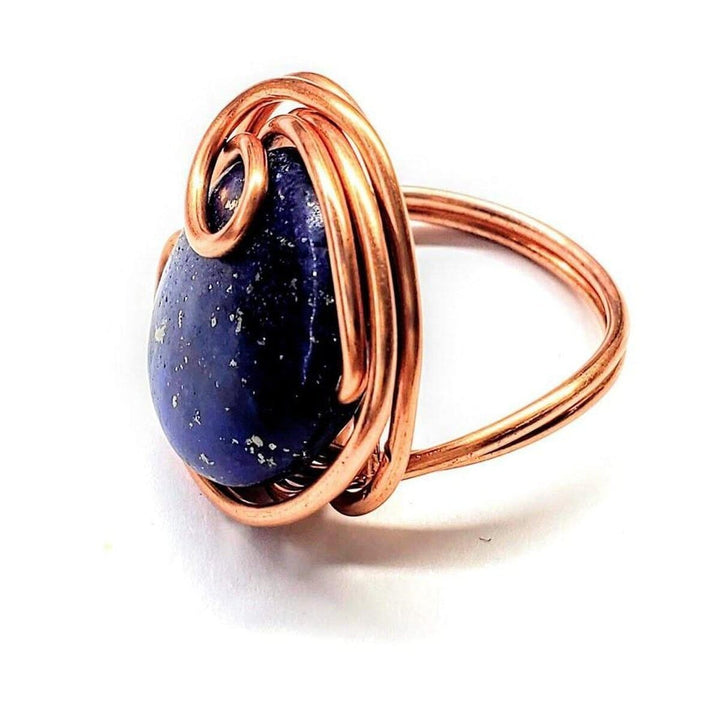 AMD1197-AMD1197-2 Wire Wrapped Lapis Lazuli Copper Ring - Ring - Alexa Martha Designs   4591839576111