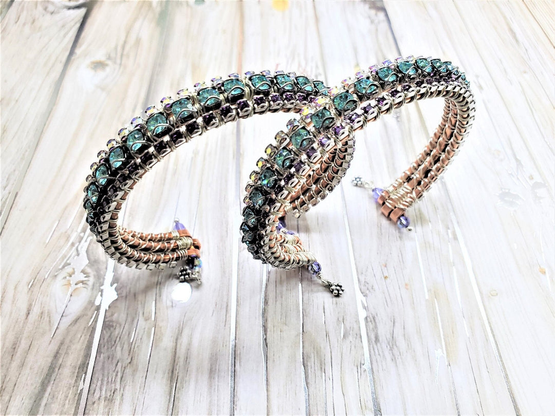 Three Color Crystal Glamor Bangle - Bangles /Bracelets - Alexa Martha Designs   