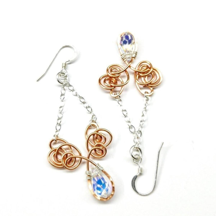 AMD1200 Wire Sculpted Crystal Drop Chandelier Angel Wing Earrings - Earrings - Alexa Martha Designs   1045193162799