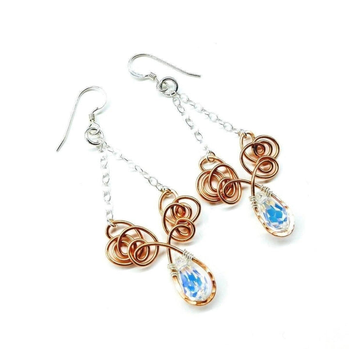 AMD1200 Wire Sculpted Crystal Drop Chandelier Angel Wing Earrings - Earrings - Alexa Martha Designs   1045193162799