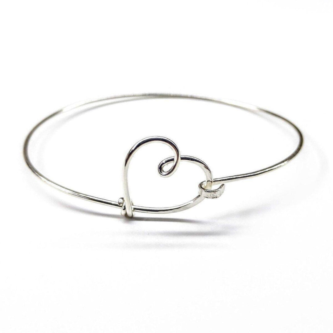 AMD1202-2-AMD1202 Wire Wrapped Heart Bangle in Sterling Silver - Bracelet - Alexa Martha Designs   1048265719855