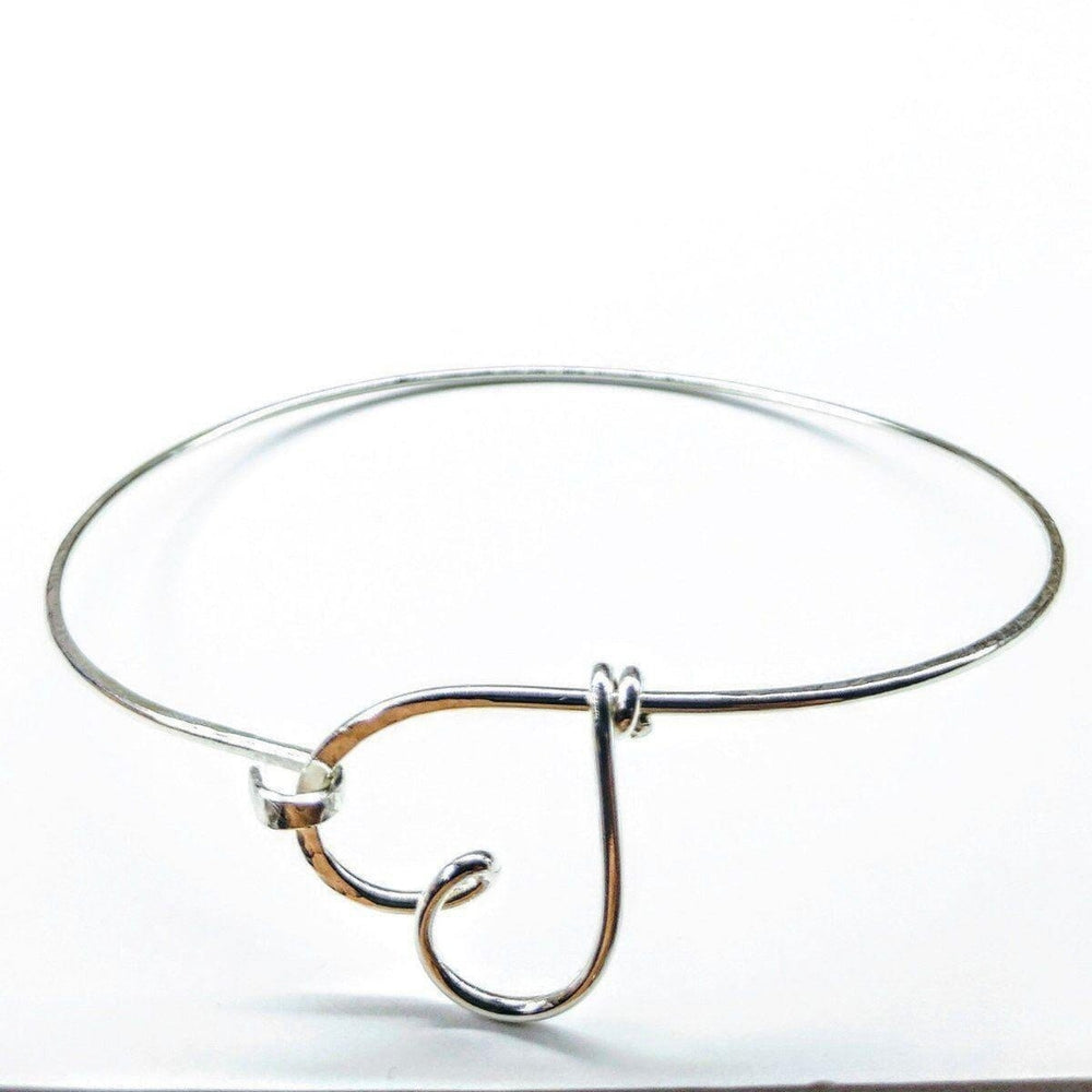 Wire Wrapped Heart Bangle in Sterling Silver - Bangles /Bracelets - Alexa Martha Designs   