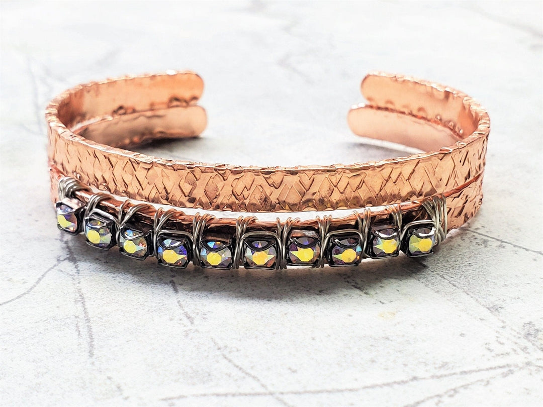 AMD1232-AMD1232-2-AMD1232-3 Set of Glamorously Wrapped Hammered Rhinestone Crystal Bling Bangles - Bracelet - Alexa Martha Designs   7010332344367