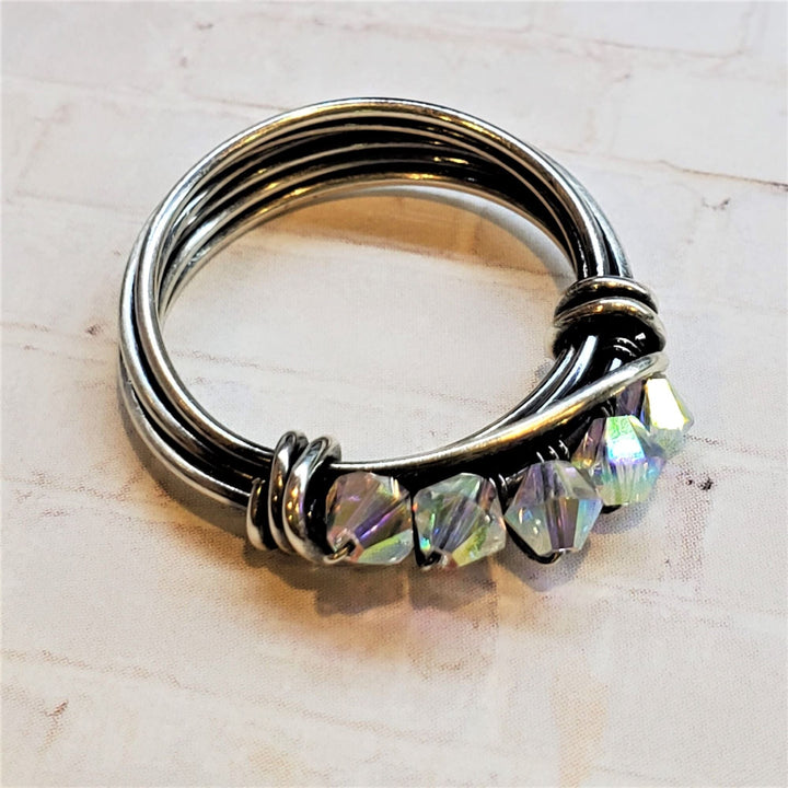 AMD1247-AMD1247-2-AMD1247-3 Wire Wrapped Antiqued  Silver Super Sparkly Multi Band Bling Ring - Ring - Alexa Martha Designs   8333285228848