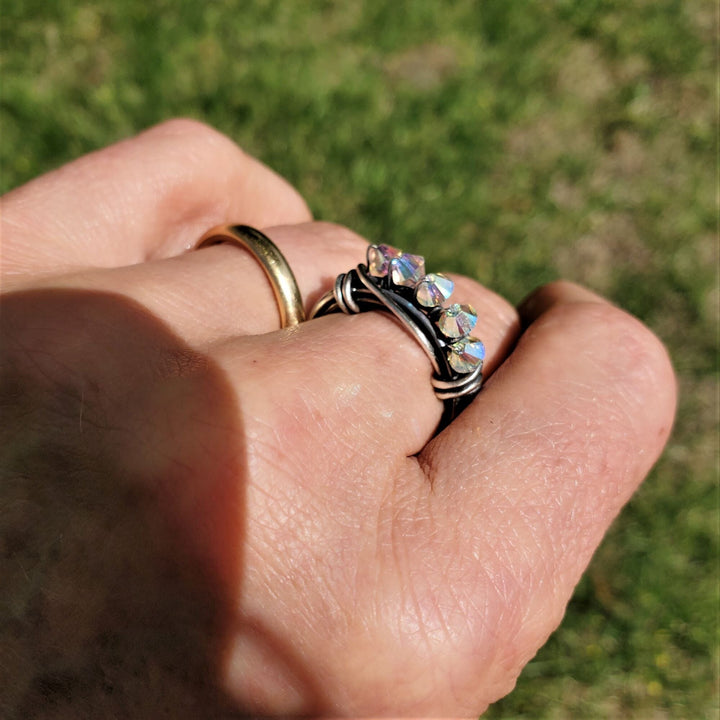 AMD1247-AMD1247-2-AMD1247-3 Wire Wrapped Antiqued  Silver Super Sparkly Multi Band Bling Ring - Ring - Alexa Martha Designs   8333285228848