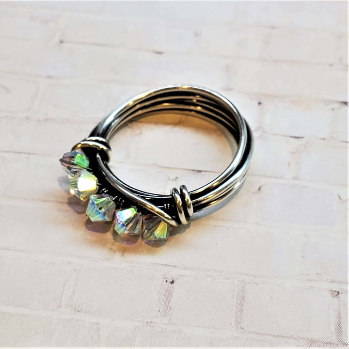 AMD1247-AMD1247-2-AMD1247-3 Wire Wrapped Antiqued  Silver Super Sparkly Multi Band Bling Ring - Ring - Alexa Martha Designs   8333285228848