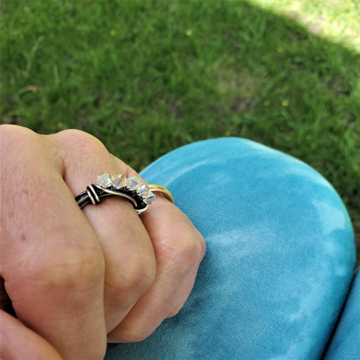 AMD1247-AMD1247-2-AMD1247-3 Wire Wrapped Antiqued  Silver Super Sparkly Multi Band Bling Ring - Ring - Alexa Martha Designs   8333285228848