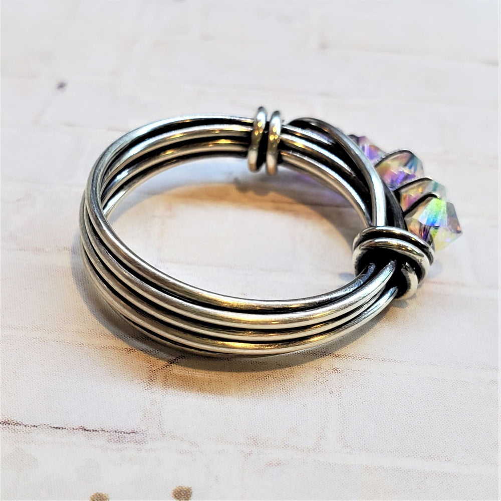 AMD1247-AMD1247-2-AMD1247-3 Wire Wrapped Antiqued  Silver Super Sparkly Multi Band Bling Ring - Ring - Alexa Martha Designs   8333285228848