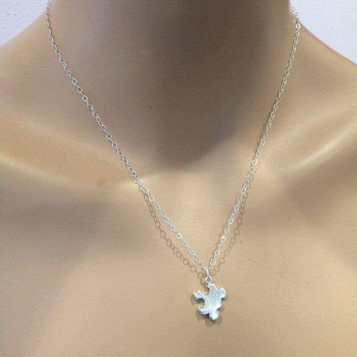 AMD1089 Sterling Silver Autism Awareness Puzzle Piece Chain Necklace - Necklace - Alexa Martha Designs   1174753378351