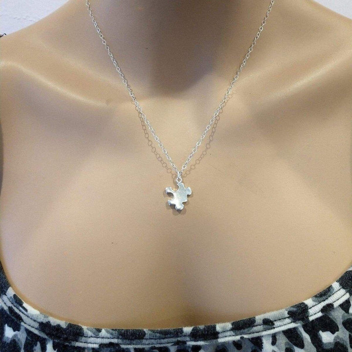 AMD1089 Sterling Silver Autism Awareness Puzzle Piece Chain Necklace - Necklace - Alexa Martha Designs   1174753378351