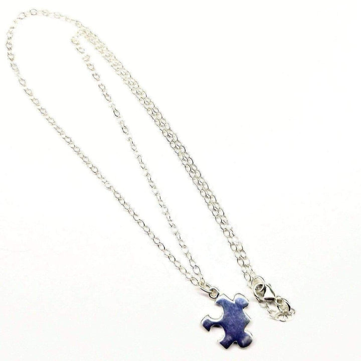 AMD1089 Sterling Silver Autism Awareness Puzzle Piece Chain Necklace - Necklace - Alexa Martha Designs   1174753378351