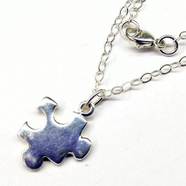 AMD1089 Sterling Silver Autism Awareness Puzzle Piece Chain Necklace - Necklace - Alexa Martha Designs   1174753378351