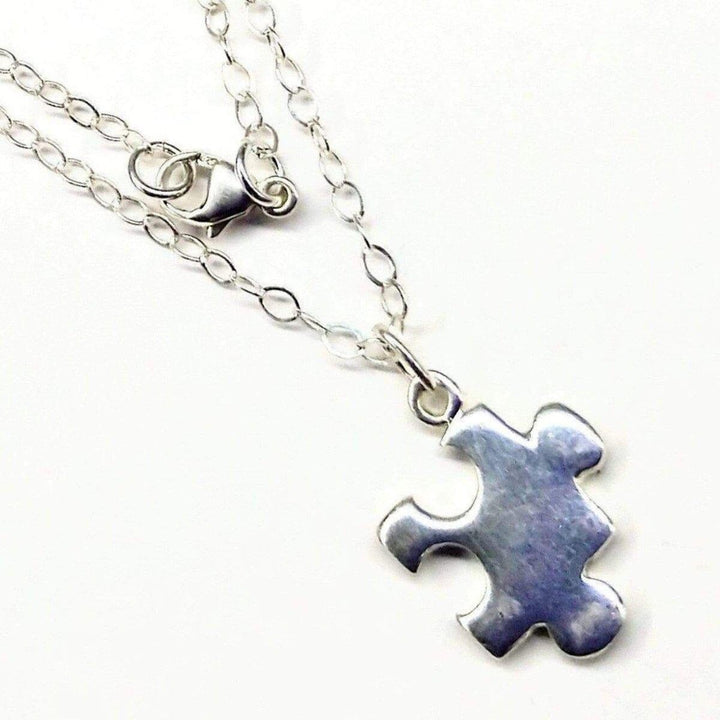 AMD1089 Sterling Silver Autism Awareness Puzzle Piece Chain Necklace - Necklace - Alexa Martha Designs   1174753378351