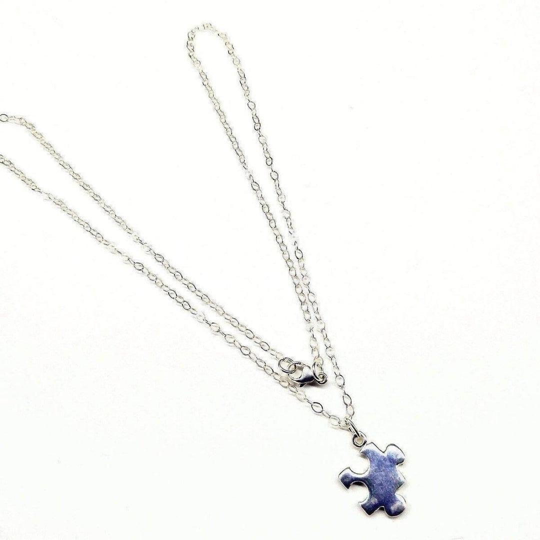 AMD1089 Sterling Silver Autism Awareness Puzzle Piece Chain Necklace - Necklace - Alexa Martha Designs   1174753378351