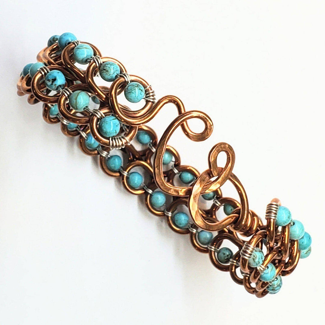 AMD1100 Turquoise Copper Wire Looped Heart Closure Bangle - Bracelet - Alexa Martha Designs   6746720665647