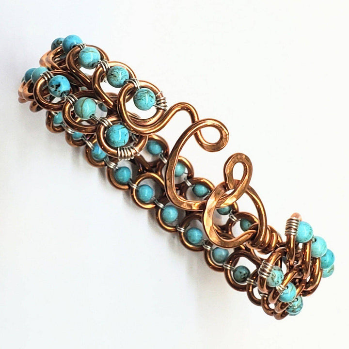 AMD1100 Turquoise Copper Wire Looped Heart Closure Bangle - Bracelet - Alexa Martha Designs   6746720665647