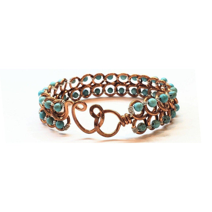 AMD1100 Turquoise Copper Wire Looped Heart Closure Bangle - Bracelet - Alexa Martha Designs   6746720665647