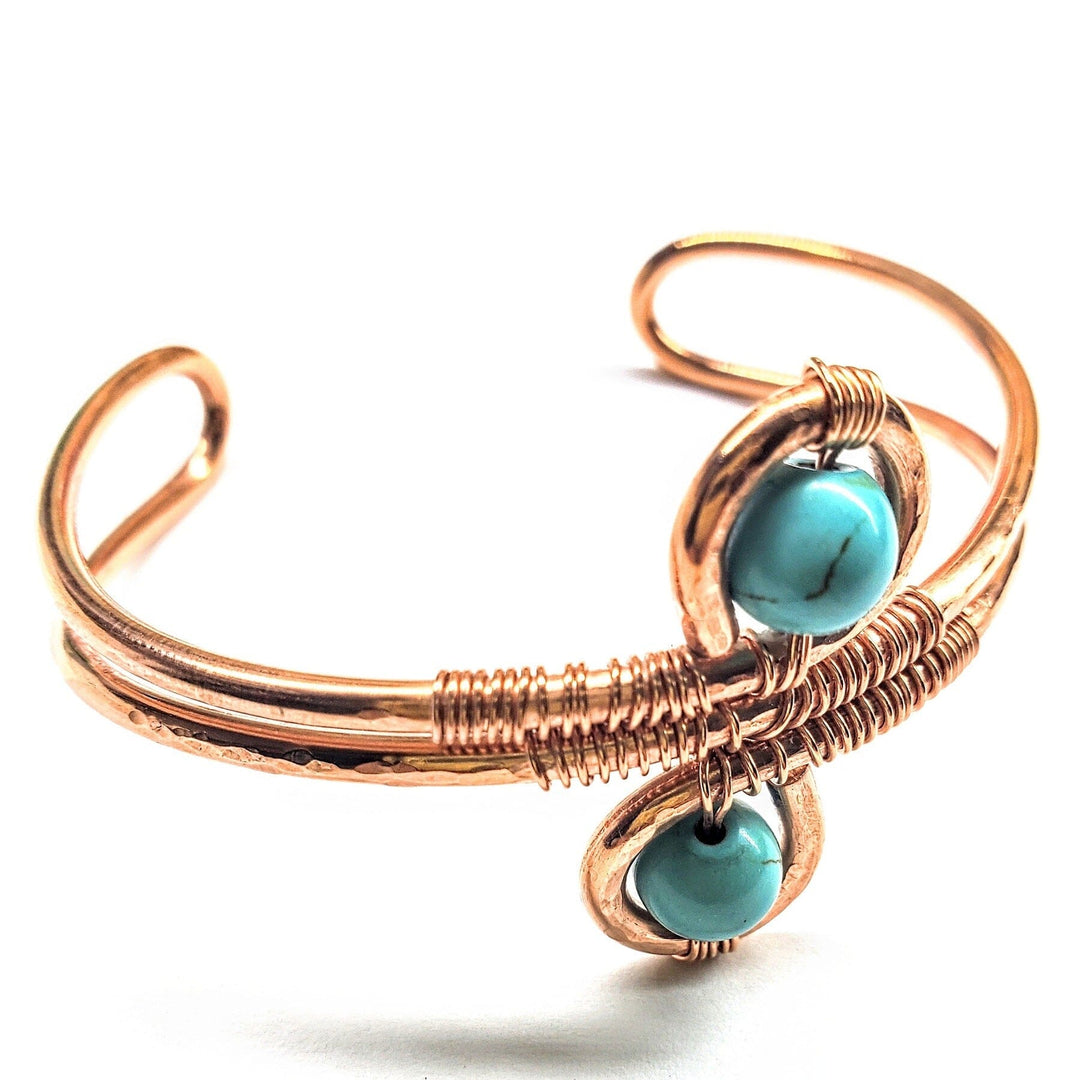 AMD1085 Wire Wrapped Adjustable Turquoise Beads Copper Wire Bracelet - Bracelet - Alexa Martha Designs   6166165636