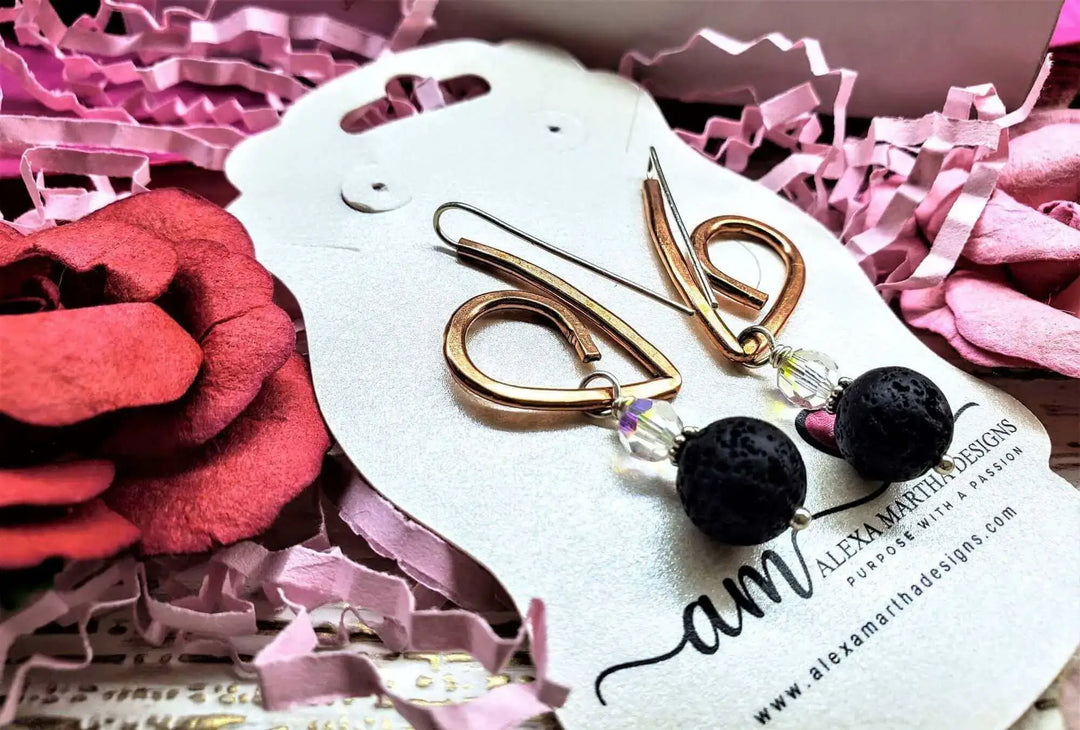 The Benefits of wearing Lava Stone Bead Jewelry showcased in elegant earrings with lava stone beads.